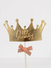 PartyCorp Rose Gold Crown Shaped Happy Birthday Cake Topper, 1 piece